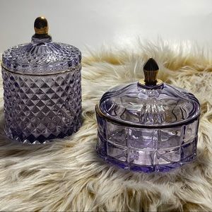 Purple Jewelry Box Glass Trinket Boxes for Women crystal apothecary jars.
